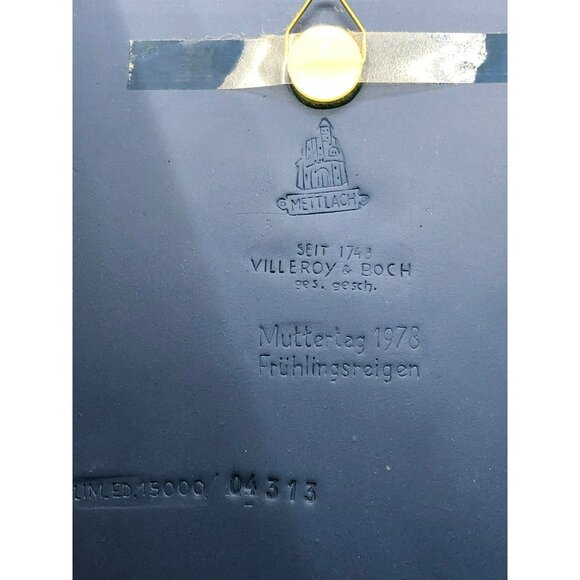 Villeroy & Boch-Mettlach 1978 Muttertag Jasperware Plaque 8.25" X 5.75" Blue & W - Picture 9 of 12